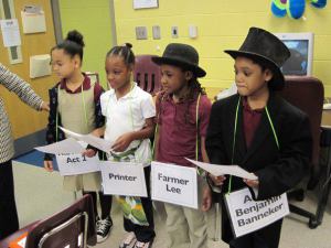Students at Burgess Peterson performed a skit about Benjamin Banneker in 2012.