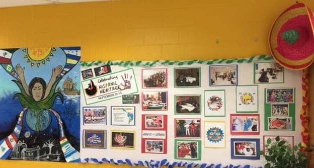 Martin Luther King Jr. Middle School students painted a mural and created a display for National Hispanic Heritage Month.